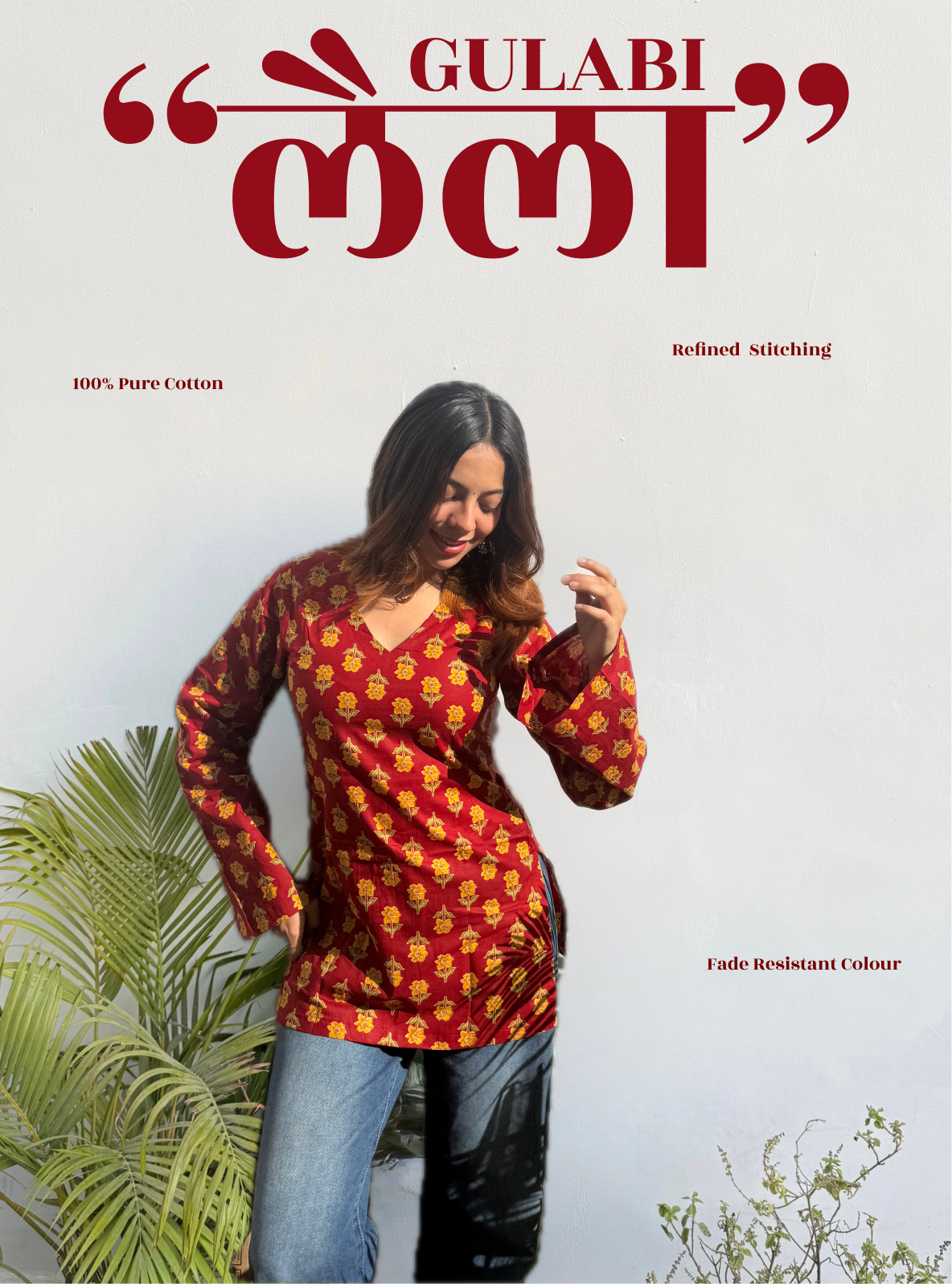 Gulabi Laila Bell Sleeves Kurti by Evara