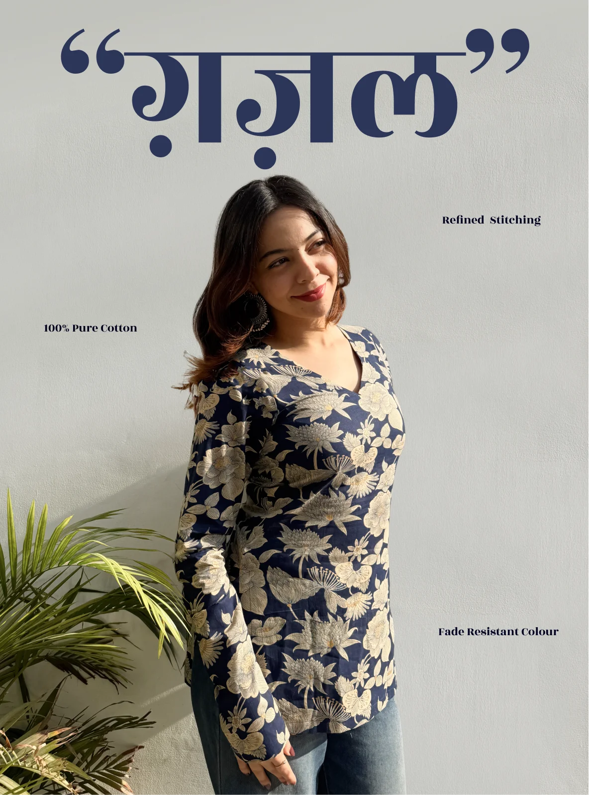 Gazal Straight Sleeves Kurti by Evara