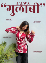 Gulabi Jalwa Bell Sleeves Kurti by Evara