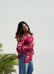 Gulabi Jashn Bell Sleeves Kurti by Evara