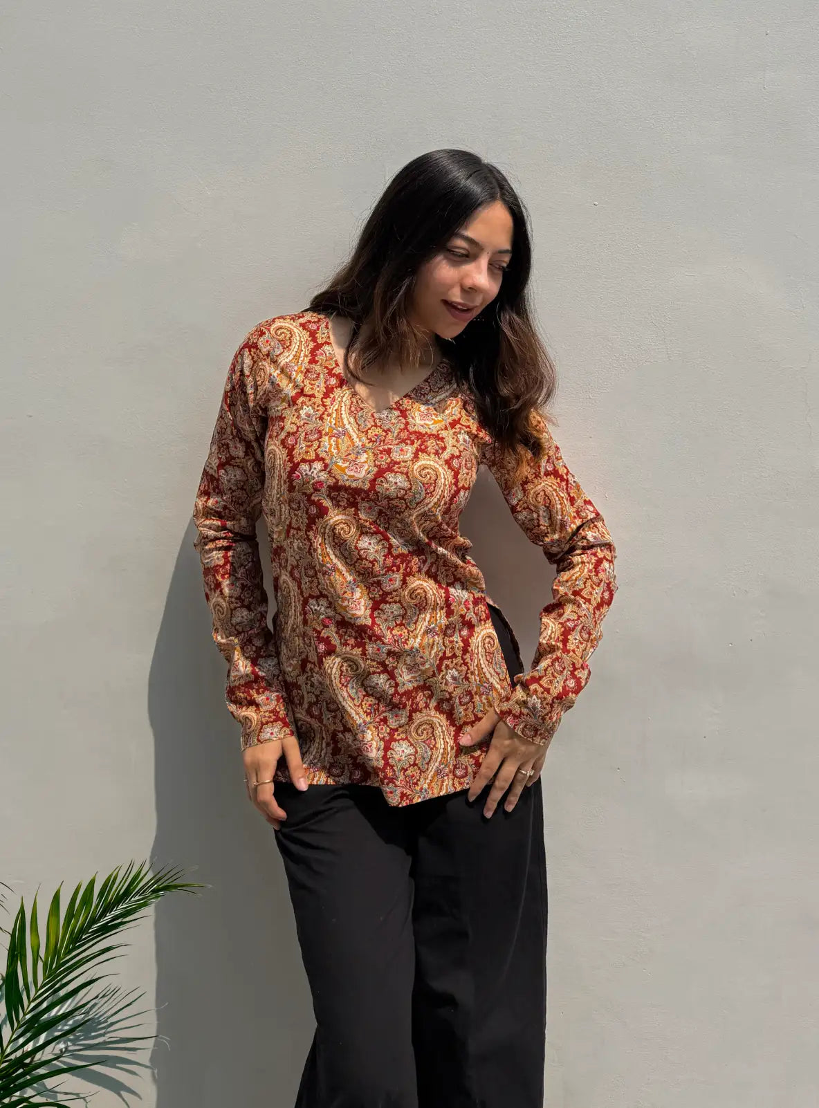 Phoolkari Straight Sleeves Kurti