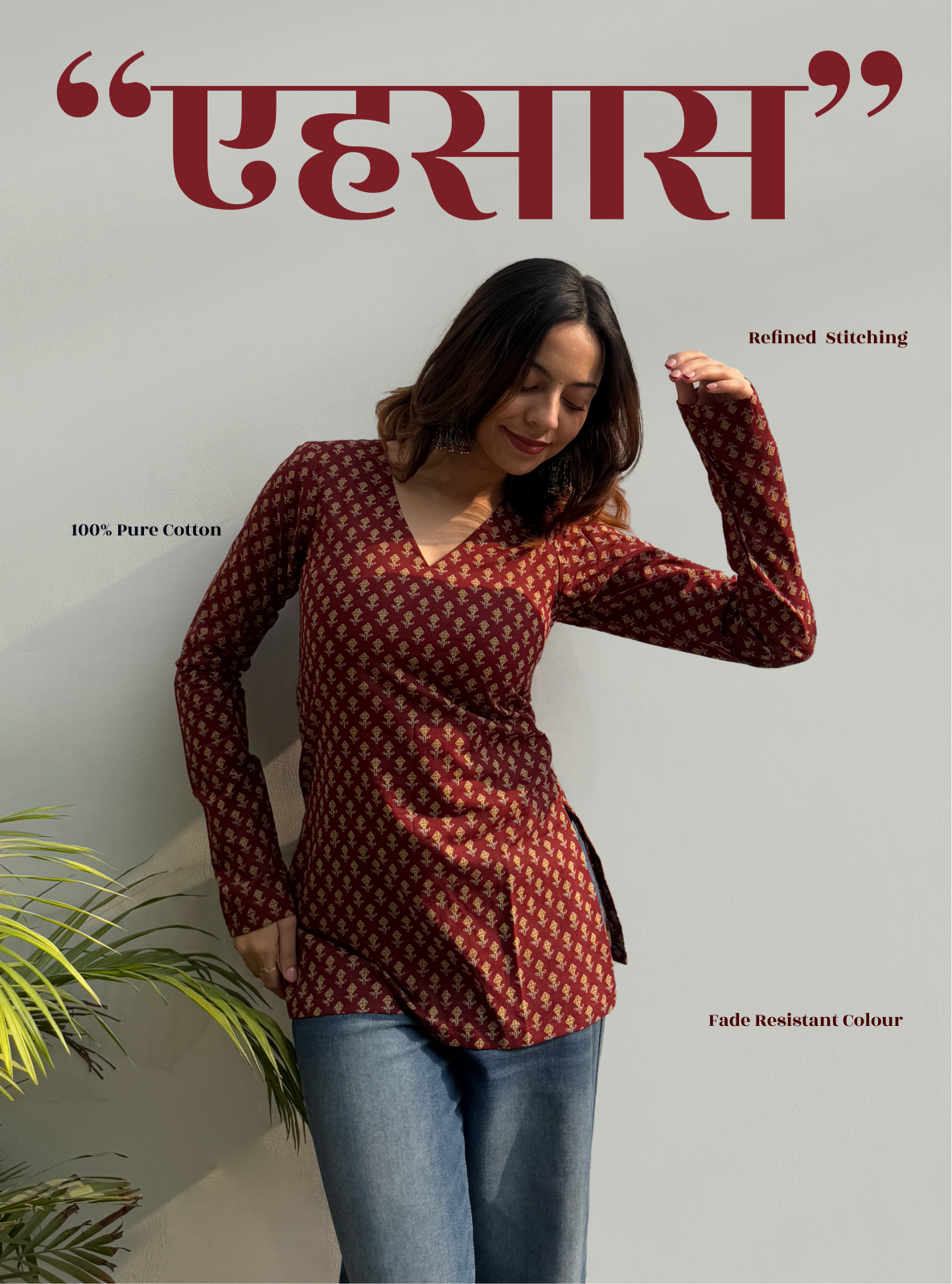 Ahsaas Straight Sleeves Kurti by Evara