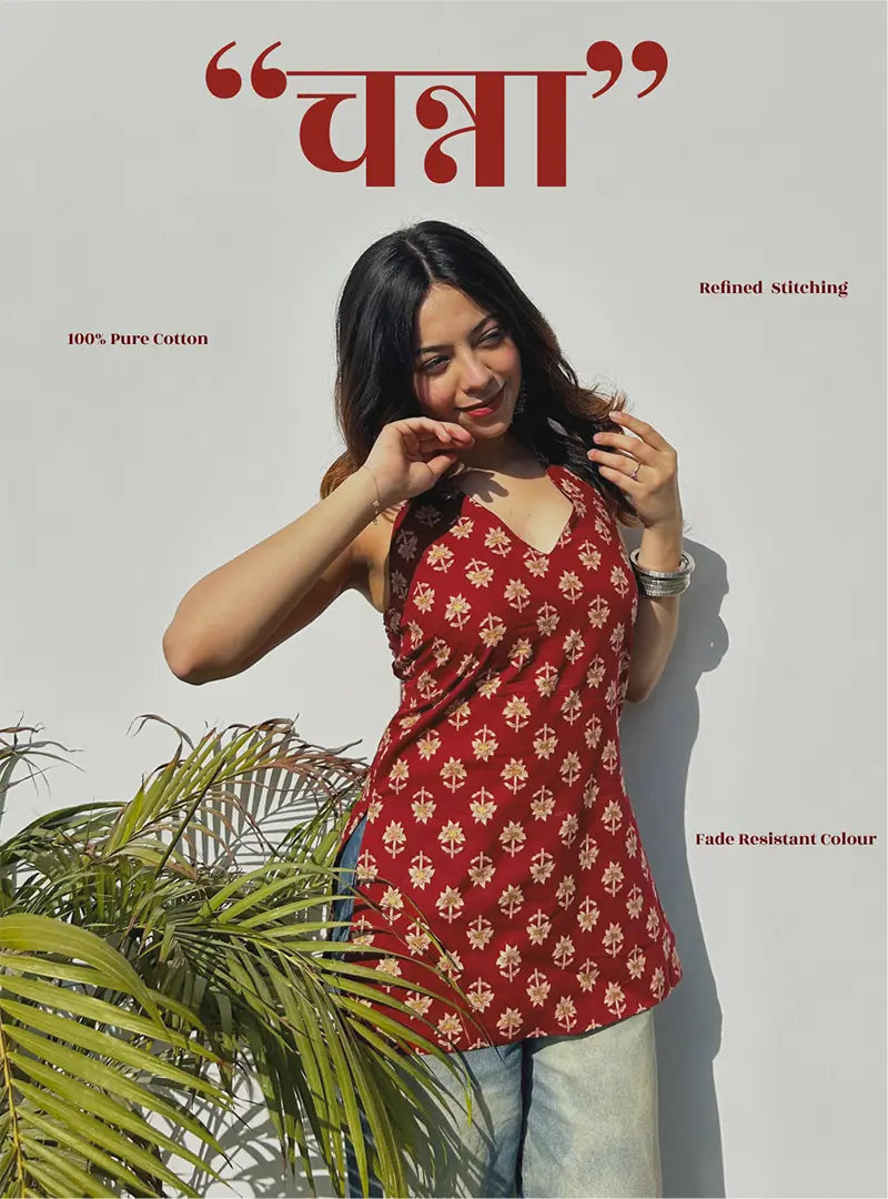 Channa Halter Neck Kurti by Evara