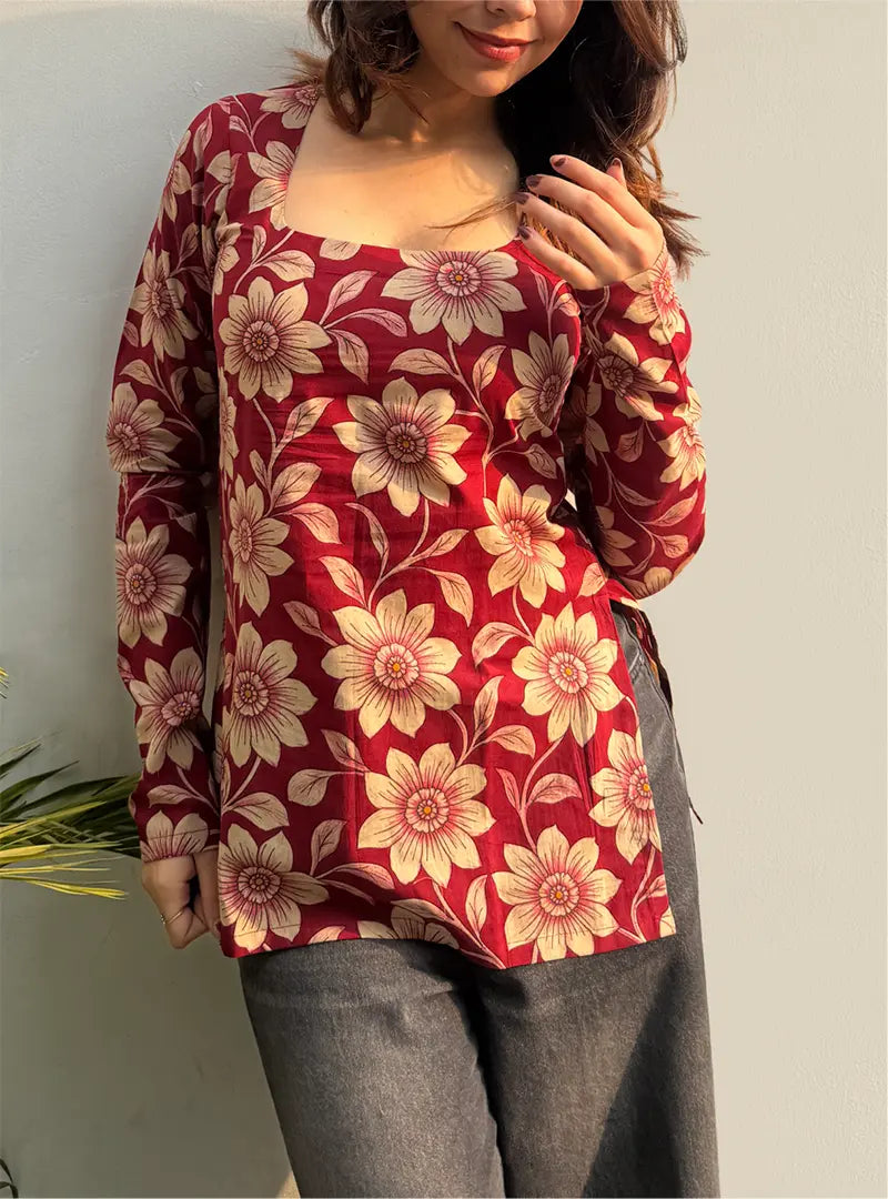 Shakira Boat Neck Kurti by Evara