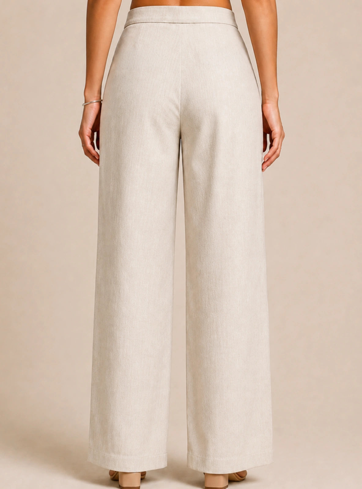 Off White Cotton Linen Relaxed Fit Pants