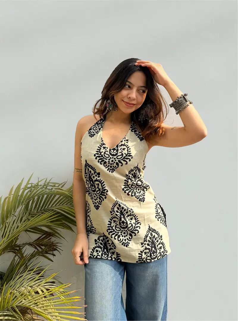 Apsara Halter Neck Kurti by Evara