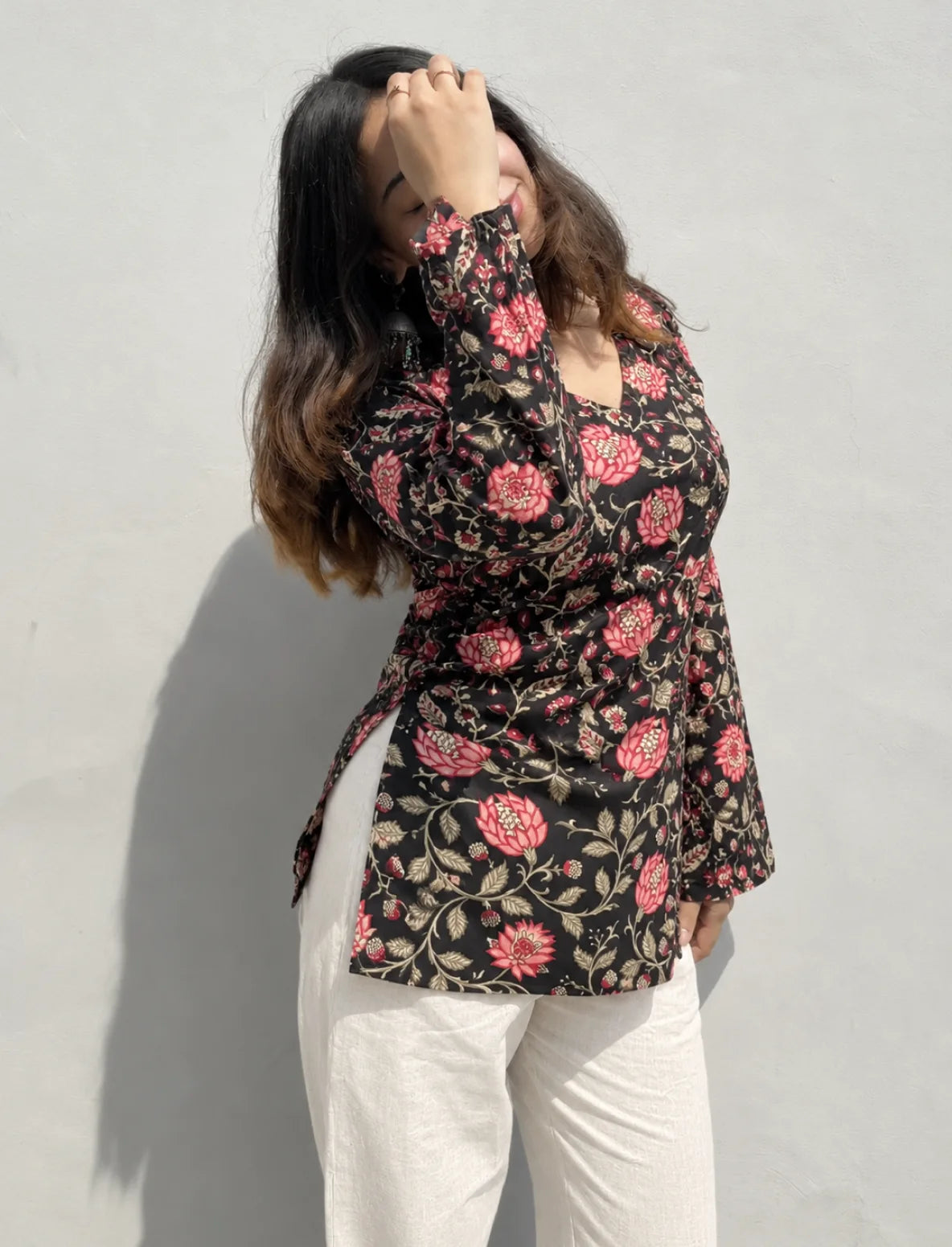 Bandhani Bell Sleeves Kurti