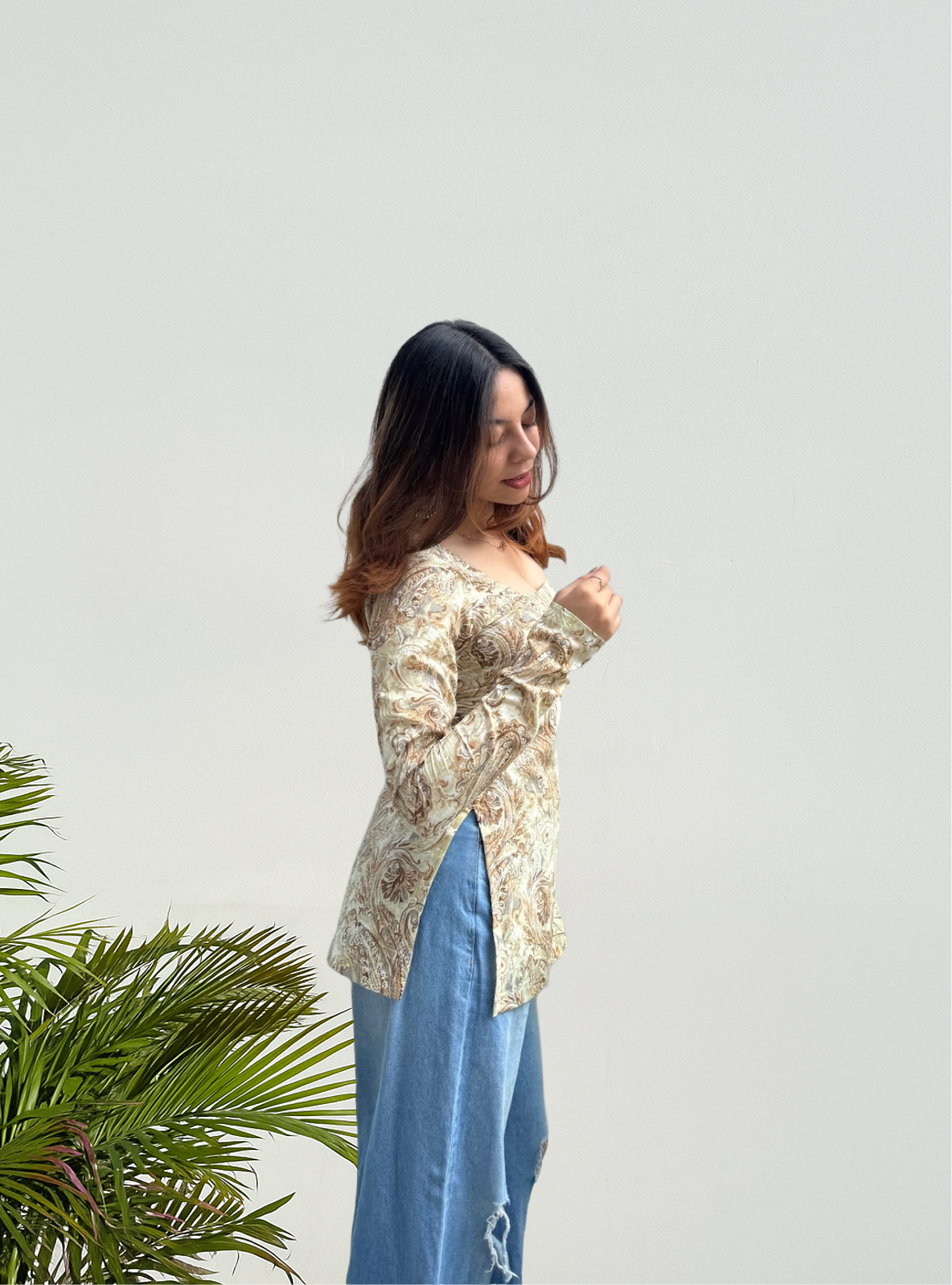 Kesar Kali Square Neck Kurti by Evara