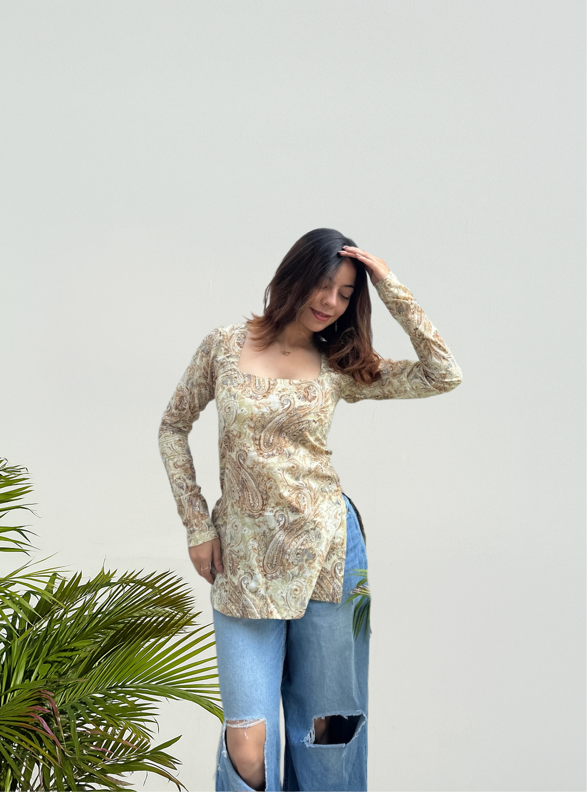 Kesar Kali Square Neck Kurti by Evara