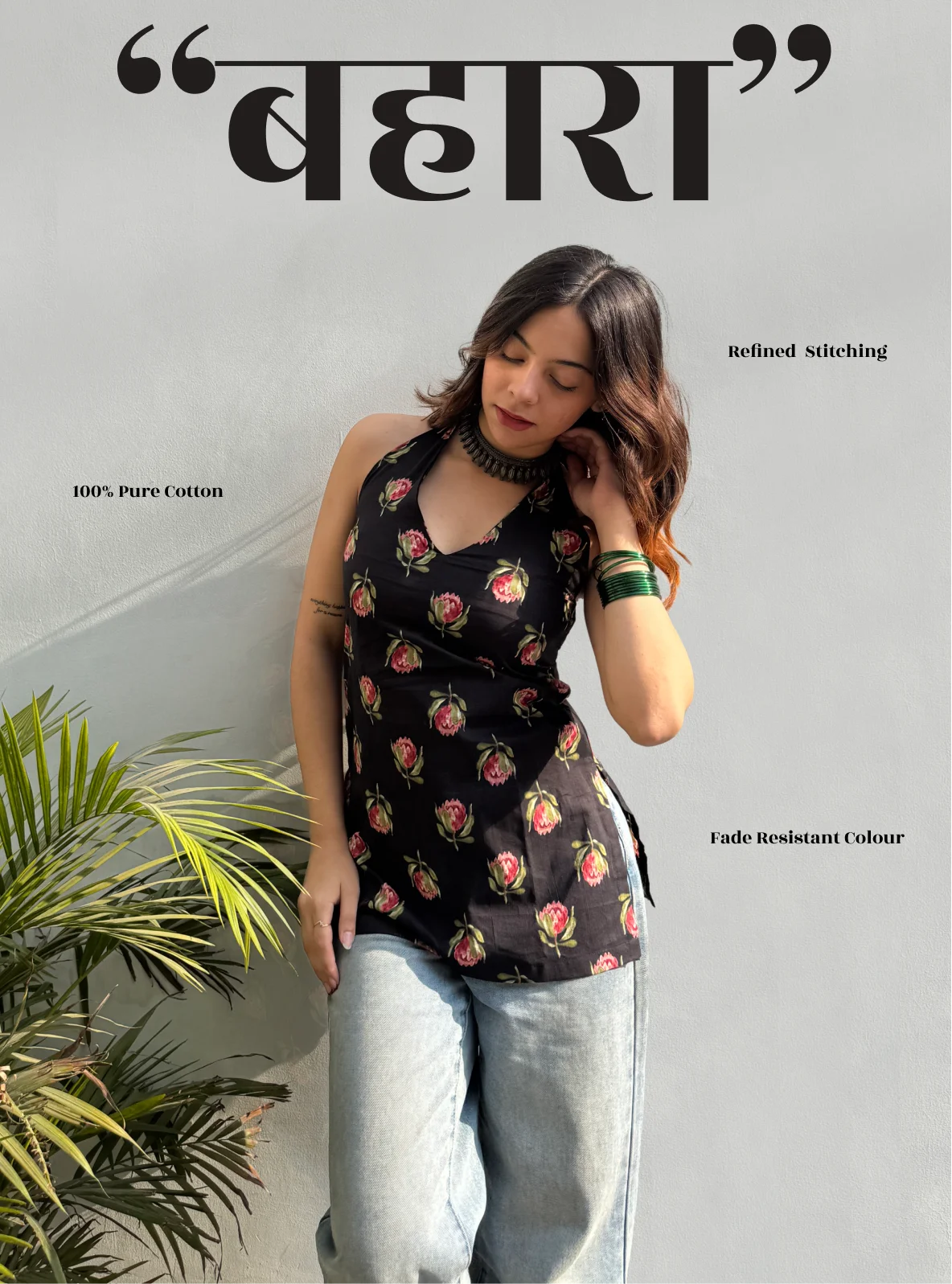 Bahara Halter Neck Kurti by Evara