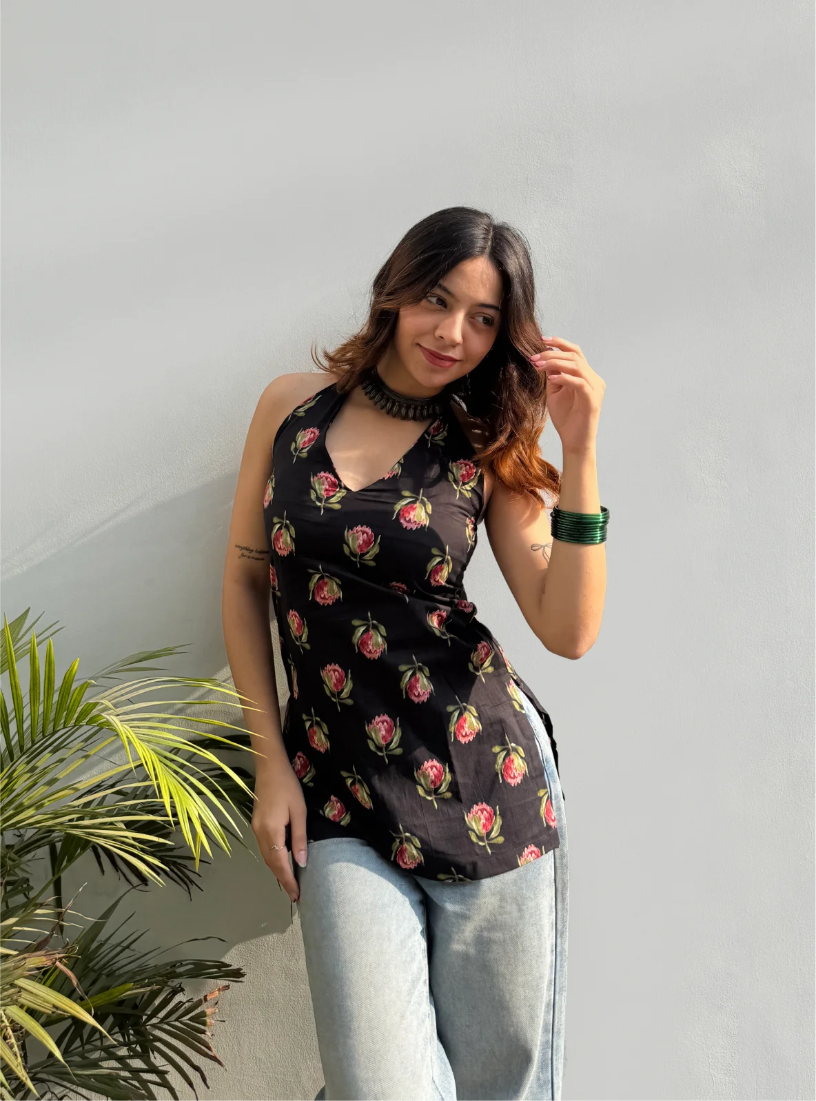 Bahara Halter Neck Kurti by Evara