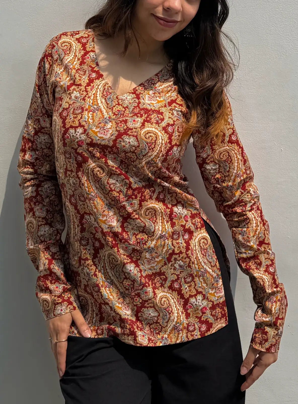Phoolkari Straight Sleeves Kurti