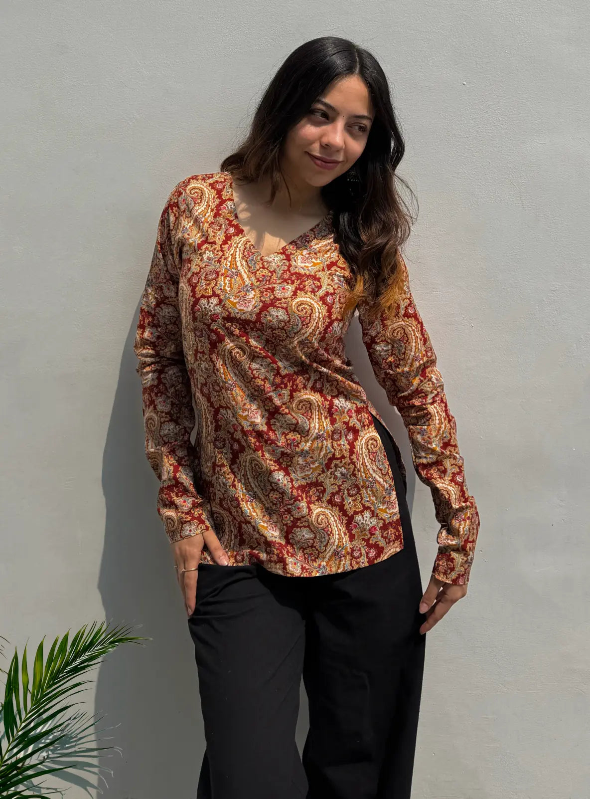 Phoolkari Straight Sleeves Kurti
