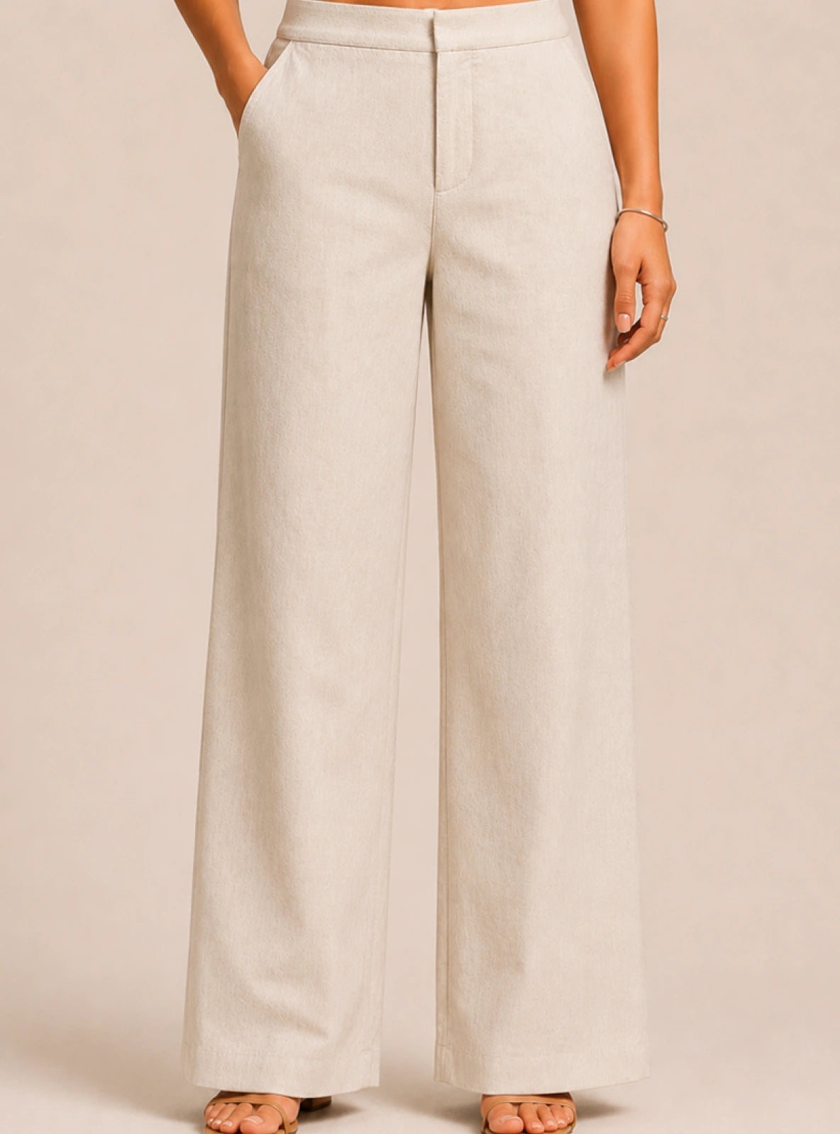 Off White Cotton Linen Relaxed Fit Pants
