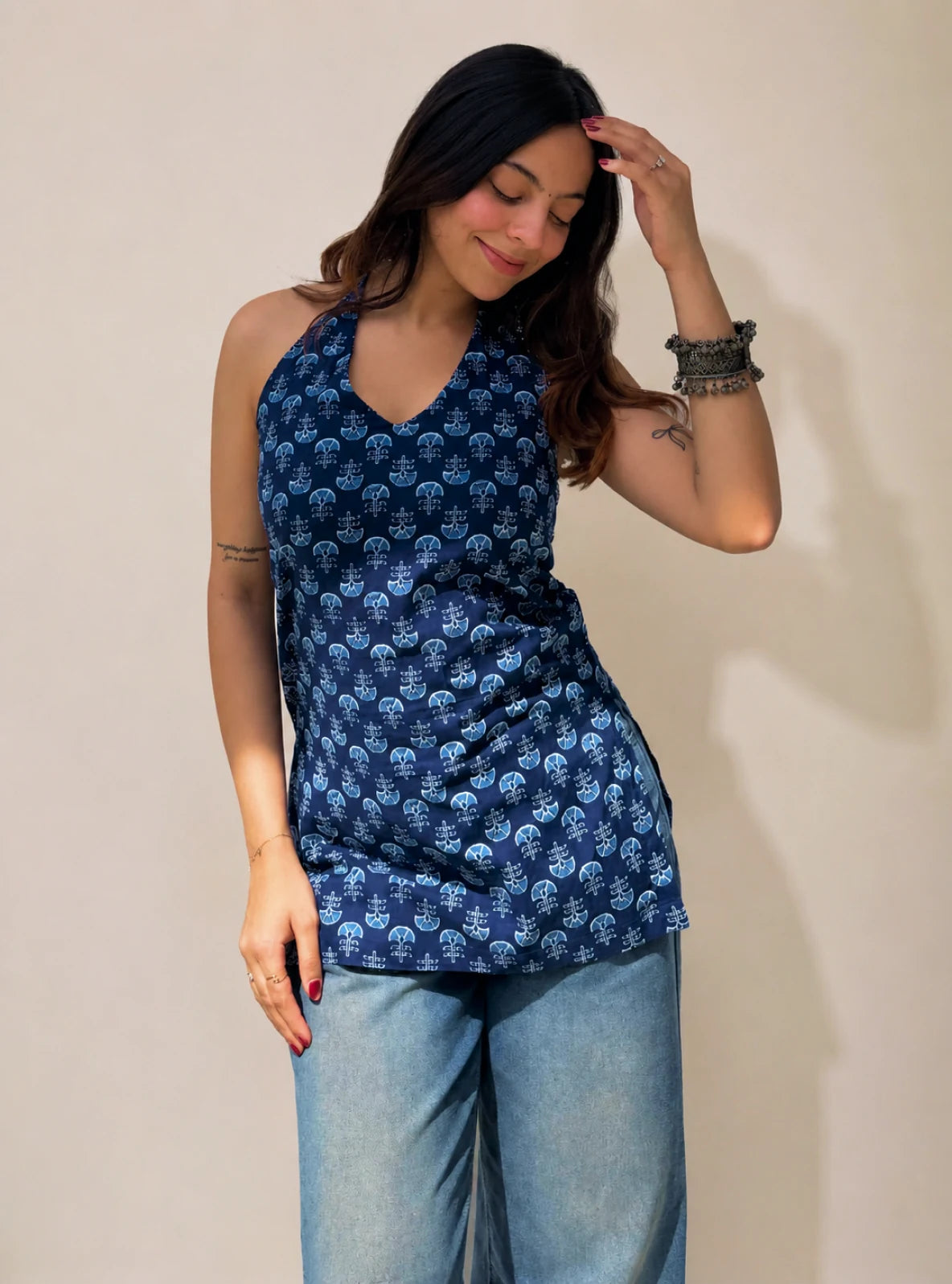 Aabroo Halter Neck Kurti