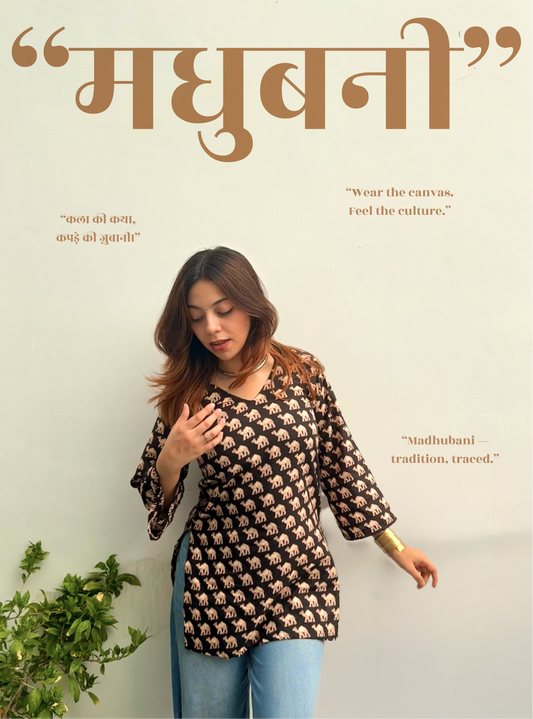 Madhubani - 3/4th Bell Sleeves Kurti by Evara