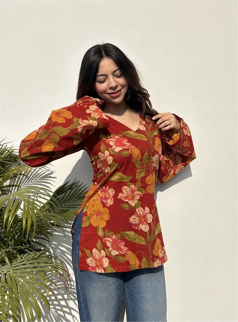 Phoolwati Bell Sleeves Kurti by Evara