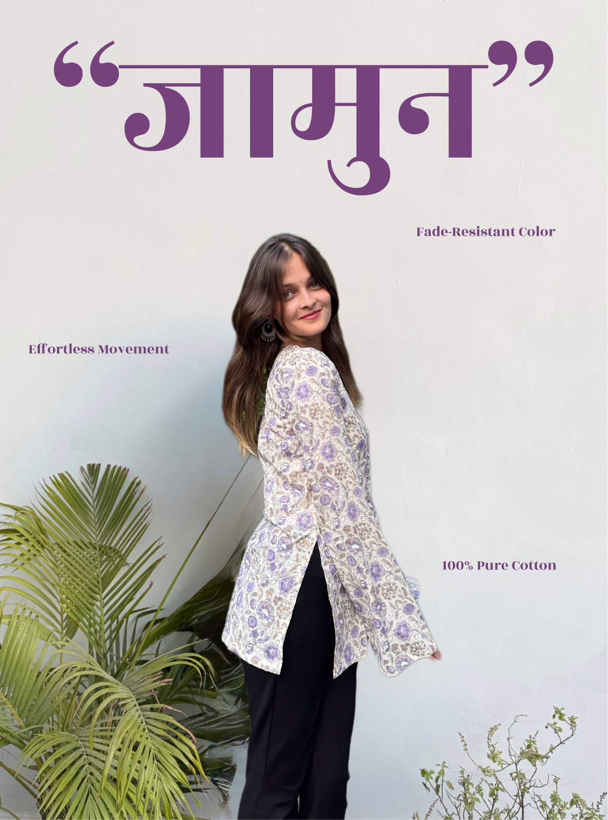 Jamun Bell Sleeves Kurti by Evara