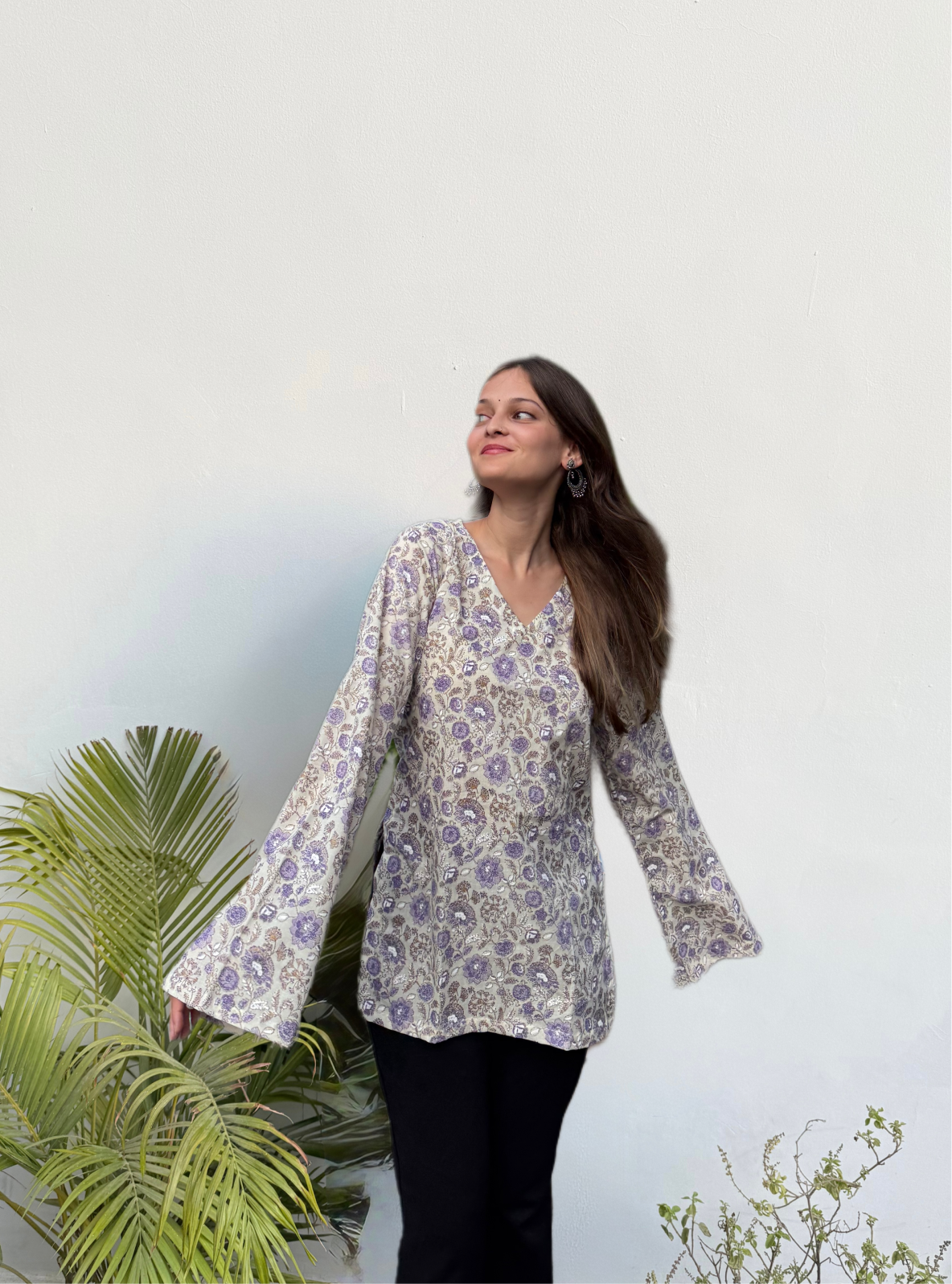 Jamun Bell Sleeves Kurti by Evara