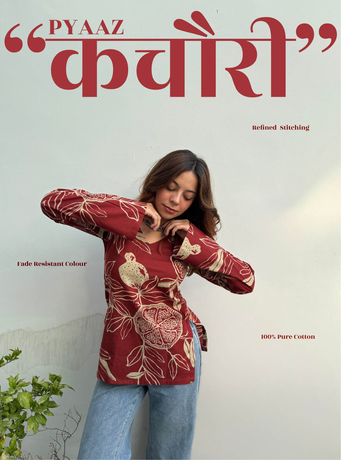 Pyaaz Kachori Bell Sleeves Kurti by Evara