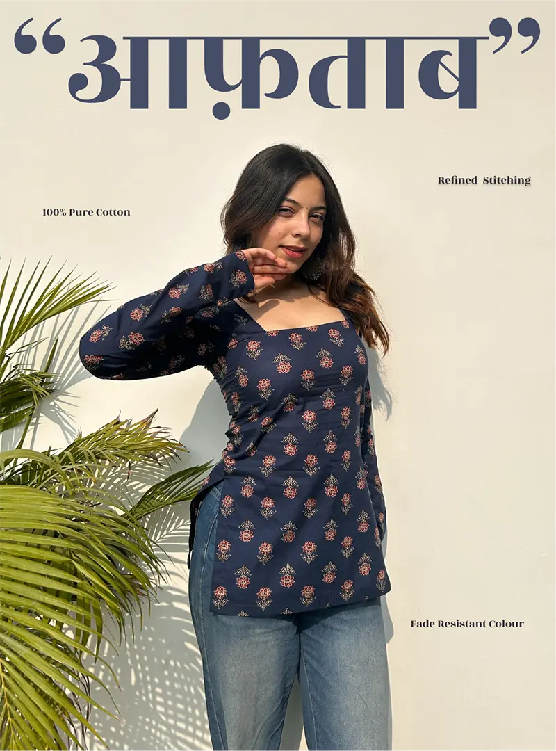 Aaftaab Square Neck Kurti by Evara