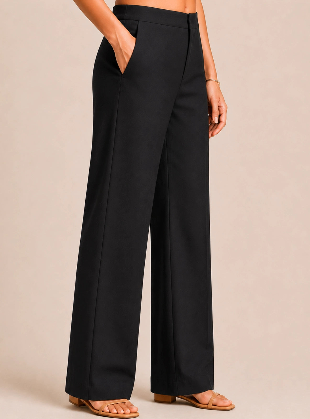 Black Cotton Linen Relaxed Fit Pants