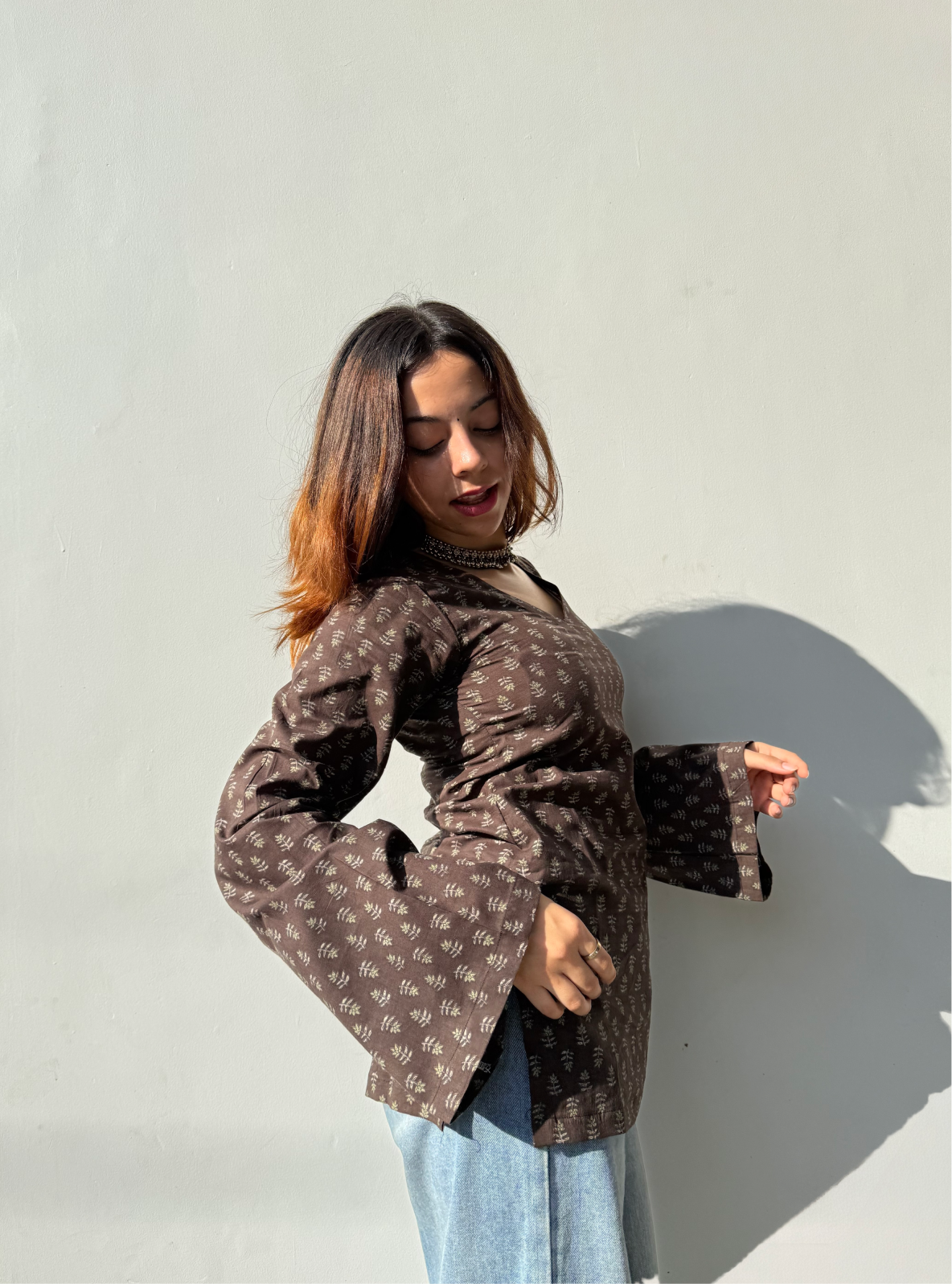 Gulnaar Bell Sleeves Kurti by Evara
