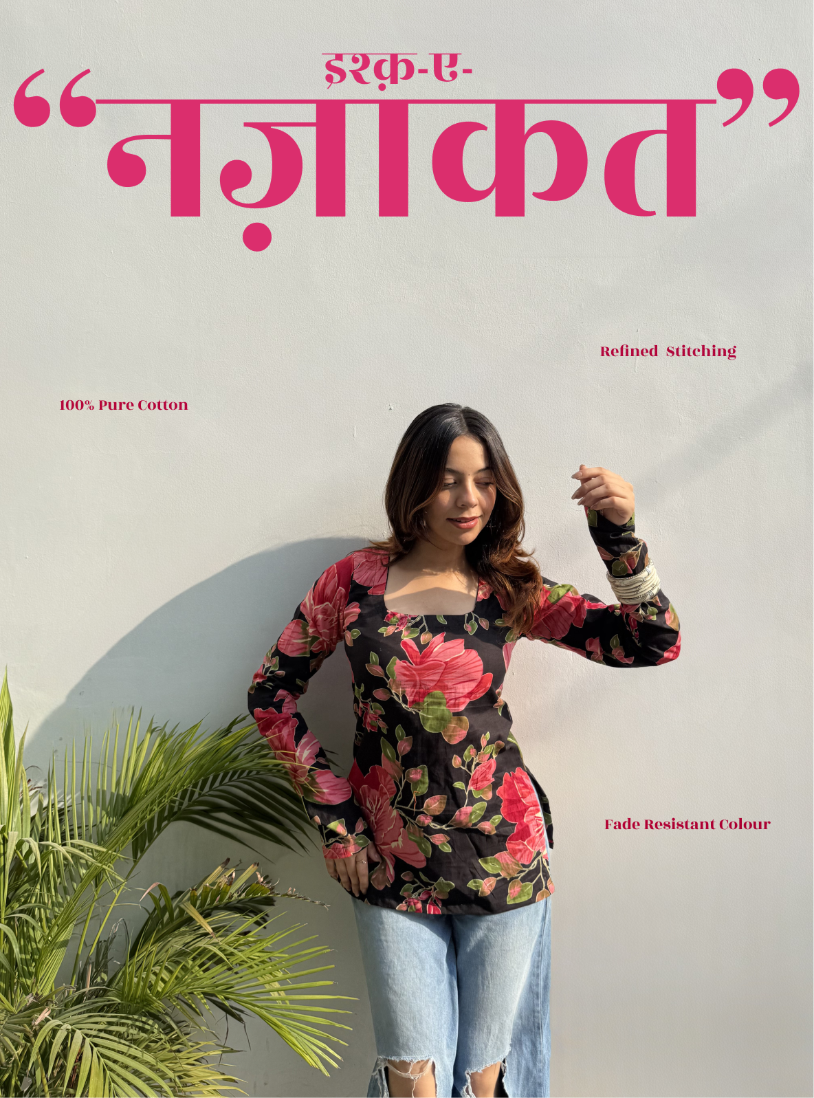 Ishq-ae-Nazakat Straight Sleeves Kurti by Evara