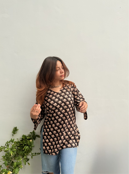 Madhubani - 3/4th Bell Sleeves Kurti by Evara