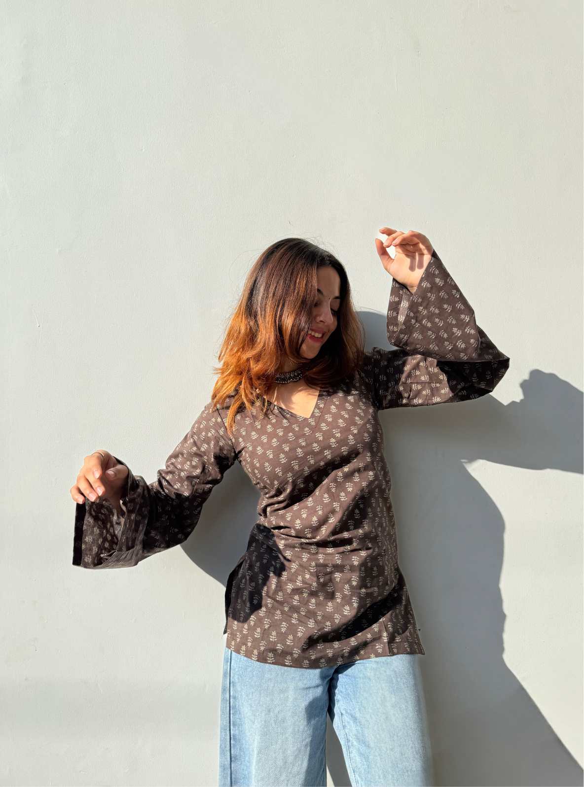 Gulnaar Bell Sleeves Kurti by Evara