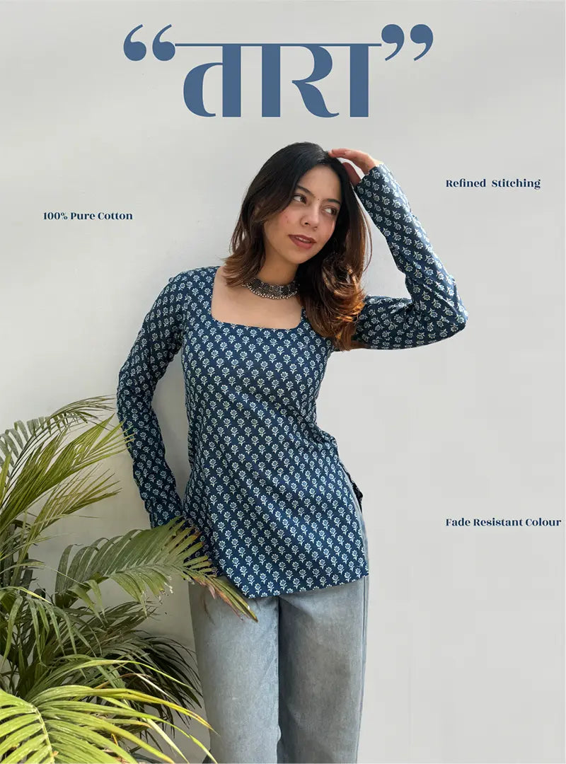 Tara Boat Neck Kurti by Evara