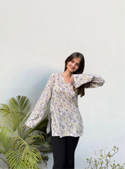Jamun Bell Sleeves Kurti by Evara