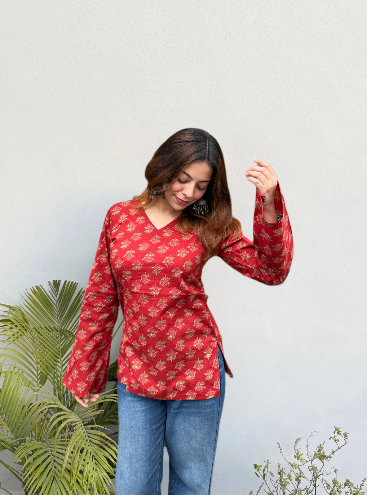 Ruby Ras Bell Sleeves Kurti by Evara