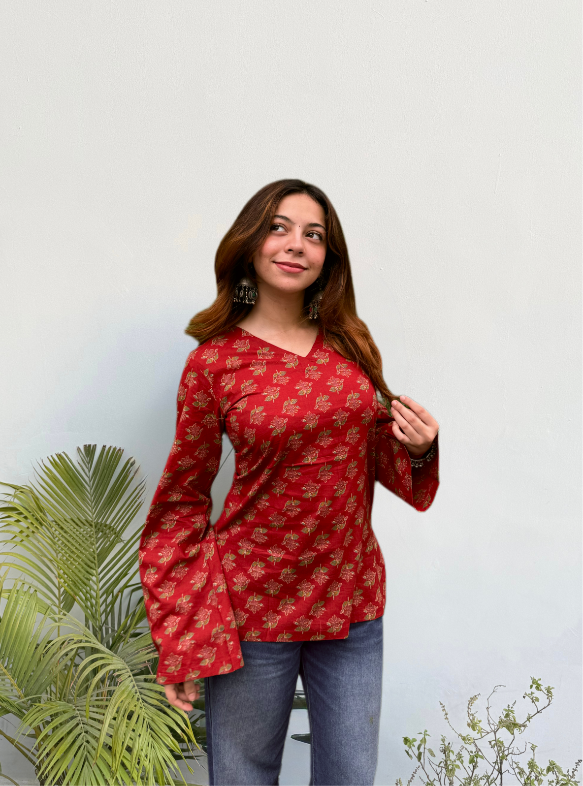 Ruby Ras Bell Sleeves Kurti by Evara