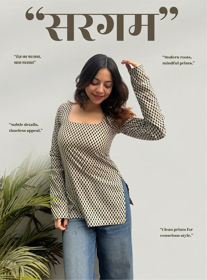 Sargam Boat Neck Kurti by Evara