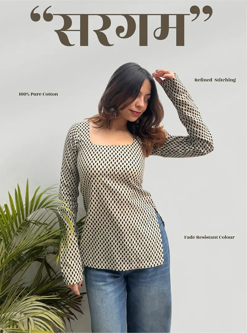 Sargam Boat Neck Kurti by Evara